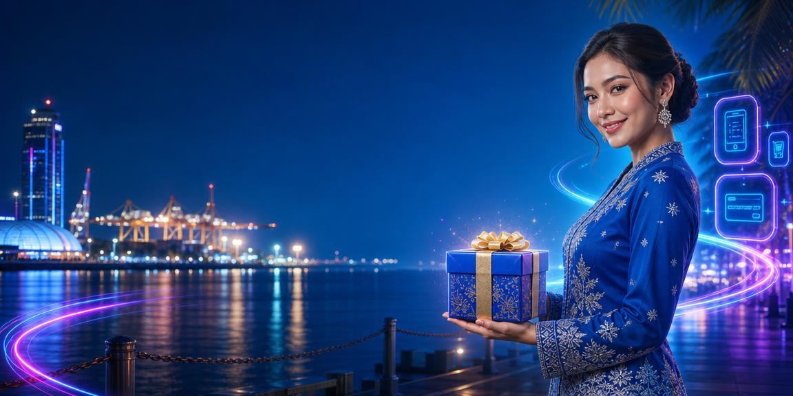 Wanita Malaysia berbaju kurung melakukan pertaruhan kasino dalam talian